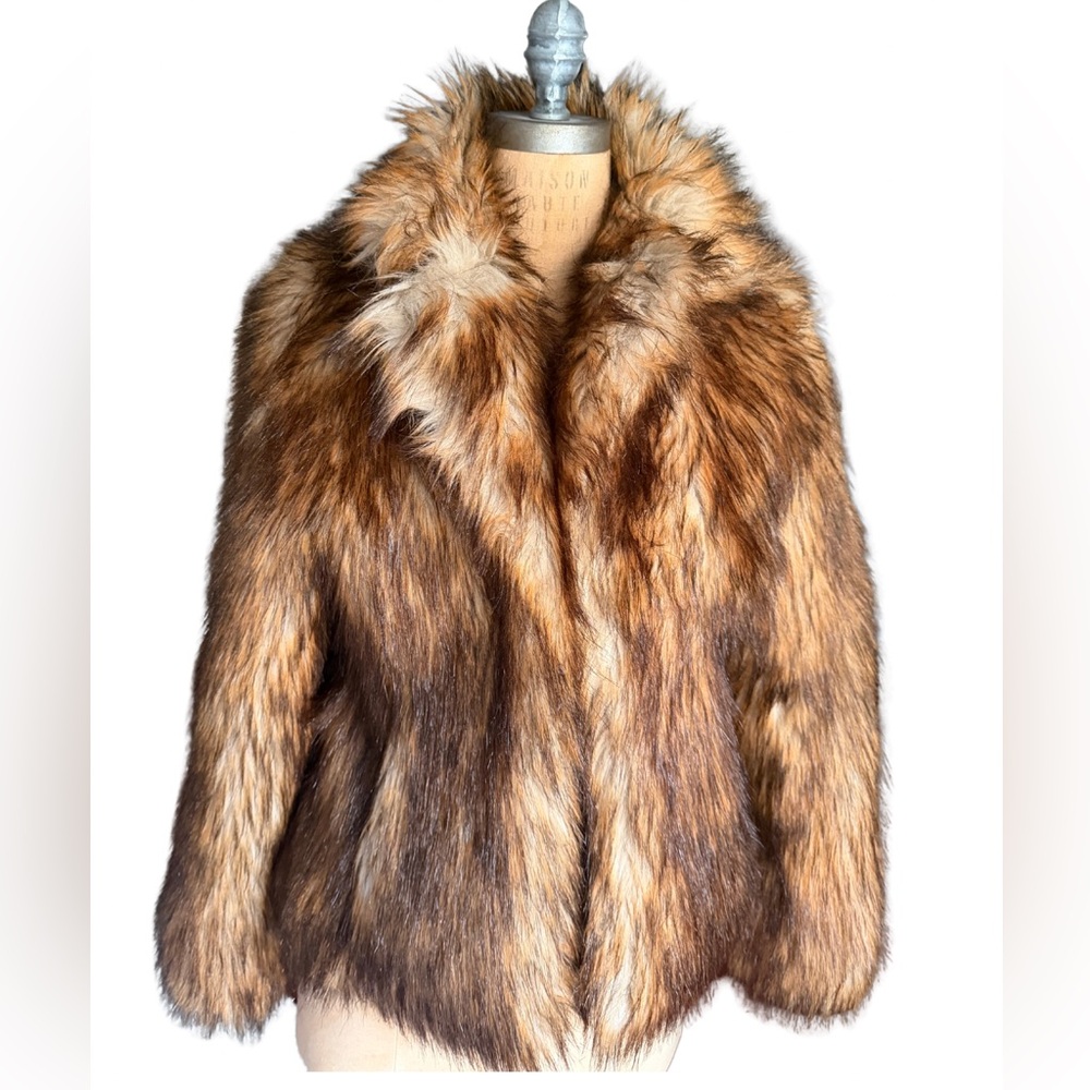 H&M Faux Fur Teddy Jacket in Rich Brown